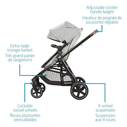 Maxi-Cosi Zelia Max 5-in-1 Modular Travel System, Carraige mode, Reversible toddler seat, Use from birth, Mico infant car seat (included), Polished Pebble