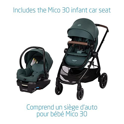 Maxi-Cosi Zelia Max 5-in-1 Modular Travel System, Carraige mode, Reversible toddler seat, Use from birth, Mico infant car seat (included), Polished Pebble