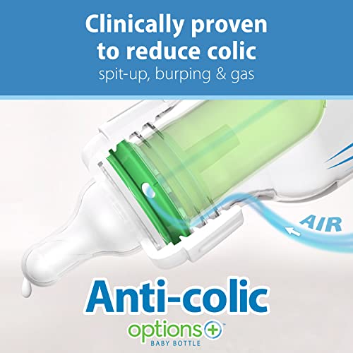 Dr. Brown’s Natural Flow® Anti-Colic Options+™ Narrow Glass Baby Bottles, 2-Pack, 8 oz/250 mL ( Packaging May Vary )