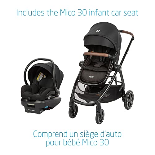 Maxi-Cosi Zelia Max 5-in-1 Modular Travel System, Carraige mode, Reversible toddler seat, Use from birth, Mico infant car seat (included), Polished Pebble