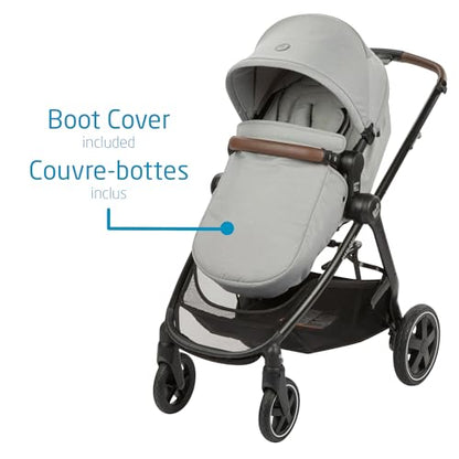 Maxi-Cosi Zelia Max 5-in-1 Modular Travel System, Carraige mode, Reversible toddler seat, Use from birth, Mico infant car seat (included), Polished Pebble