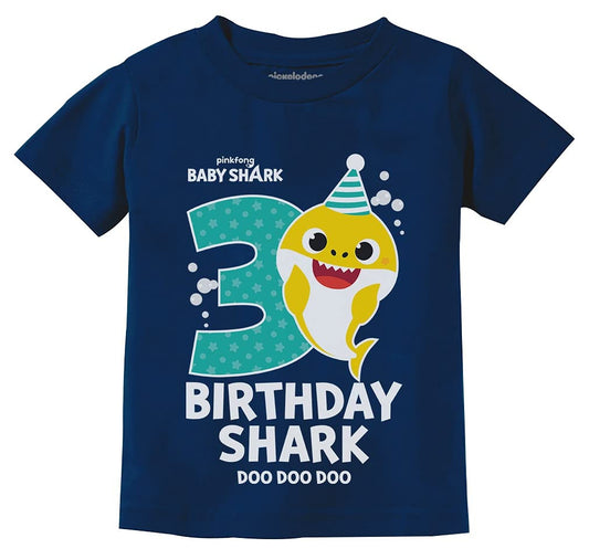Tstars 3rd Birthday Baby Shark Doo Doo Shirt Boy Girl Gifts 3 Years Old Bday Sharks Theme Party Toddler Kids T-Shirt