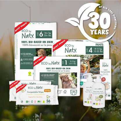 Eco by Naty Couches écologiques pour bébé nouveau-né – Matériaux 100 % végétaux sur la peau, extra doux, pour peau sensible et super absorbantes (taille N, 100 pièces)