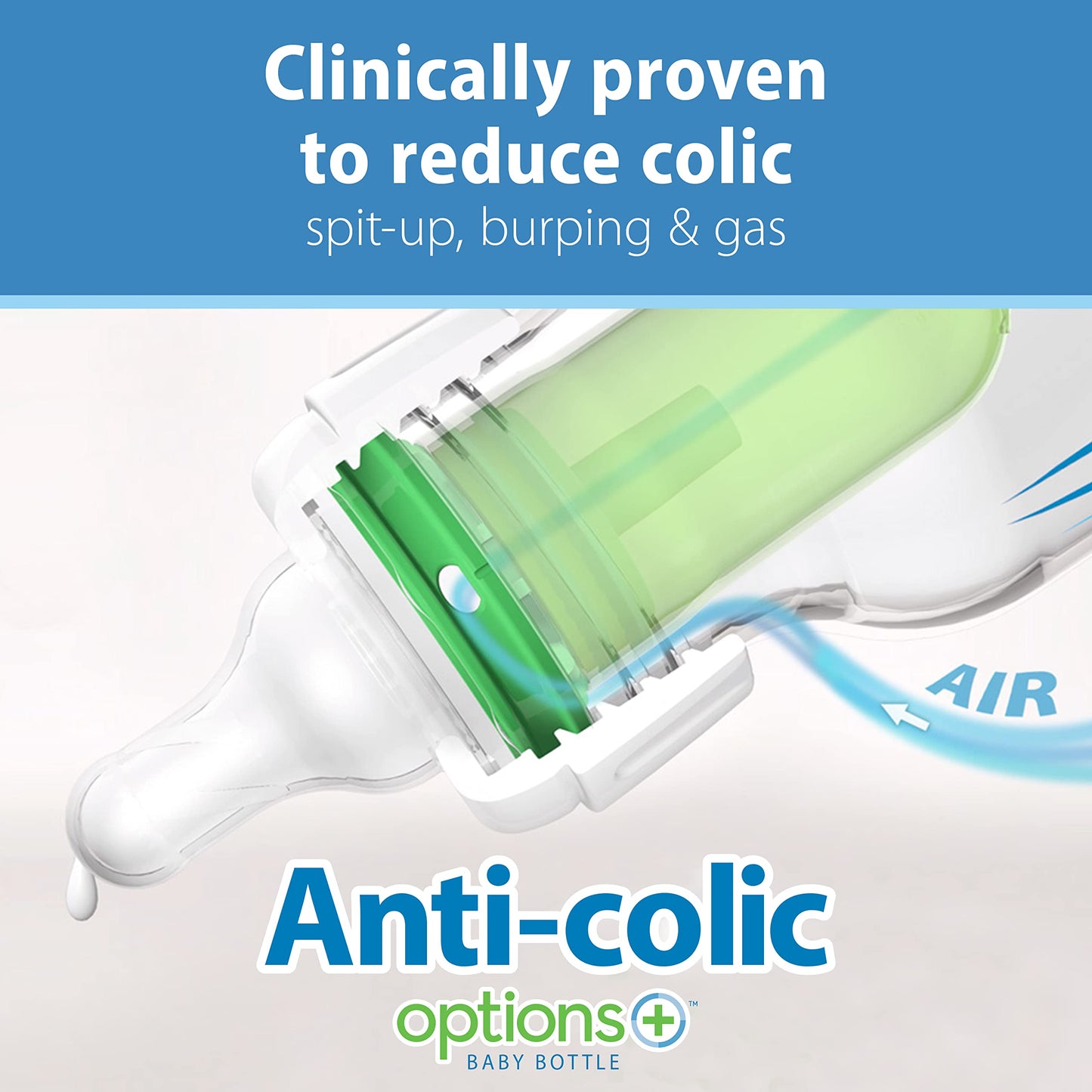 Dr. Brown’s Natural Flow® Anti-Colic Options+™ Narrow Glass Baby Bottles, 2-Pack, 8 oz/250 mL ( Packaging May Vary )