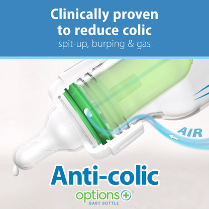 Dr. Brown’s Natural Flow® Anti-Colic Options+™ Narrow Glass Baby Bottles, 2-Pack, 8 oz/250 mL ( Packaging May Vary )