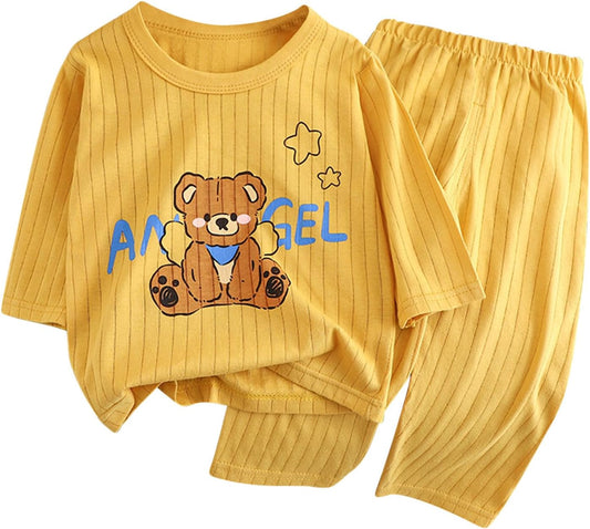 oelaio Toddler Kids Kid Girls Boys' Casual Long Sleeve Casual Loungewear Thin Home Clothing Two Piece Set,2025 Happy New Year