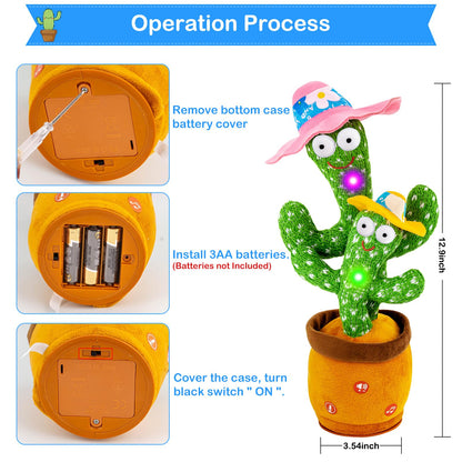 Ayeboovi Dancing Talking Cactus Baby Toy, Mimicking Recording Toy Repeats What You Say, Singing 120 Songs Toddler Toys Gifts for Valentine's Day Easter for Kids Autism Toys for 3 4 5 6+ Year Olds