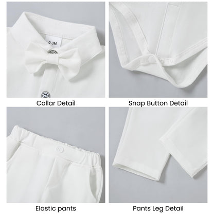 YALLET Baby Boy Clothes Suit 0-18 Months Infant Boy Gentleman Outfits, Dress Shirt+Bowtie+Vest+Pants Set Wedding Party Suits