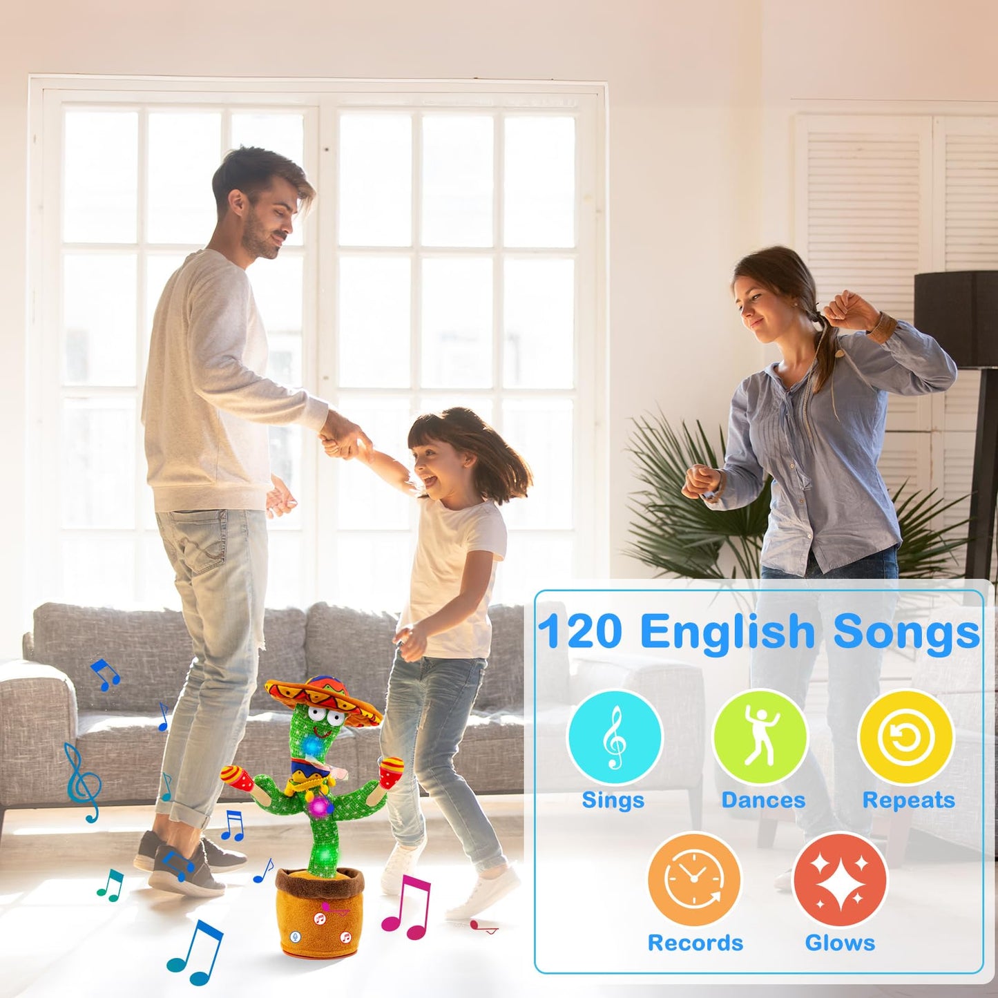 Ayeboovi Dancing Talking Cactus Baby Toy, Mimicking Recording Toy Repeats What You Say, Singing 120 Songs Toddler Toys Gifts for Valentine's Day Easter for Kids Autism Toys for 3 4 5 6+ Year Olds