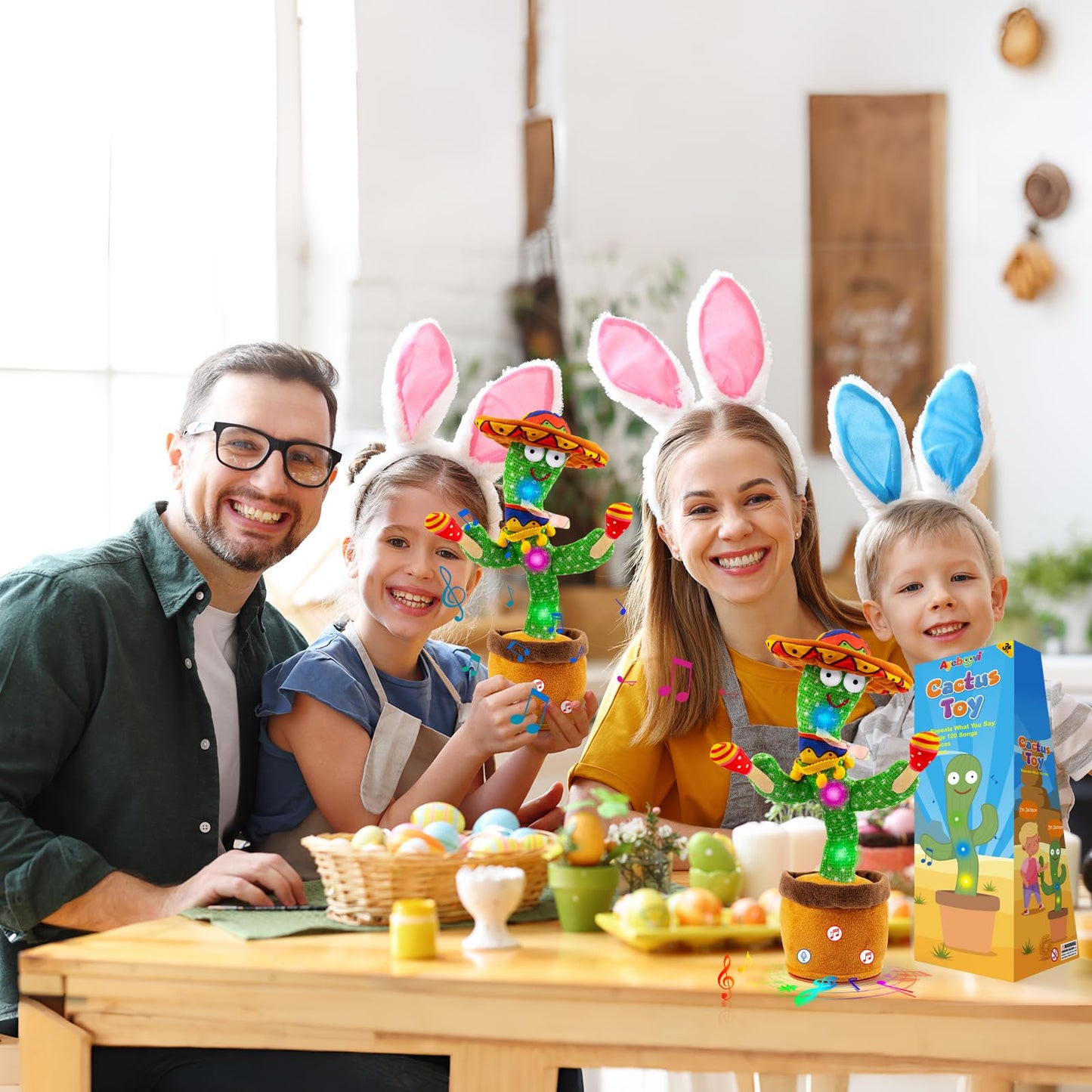Ayeboovi Dancing Talking Cactus Baby Toy, Mimicking Recording Toy Repeats What You Say, Singing 120 Songs Toddler Toys Gifts for Valentine's Day Easter for Kids Autism Toys for 3 4 5 6+ Year Olds