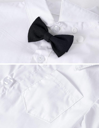 A&J DESIGN Baby Dress Shirts Infant Bodysuit Gentleman Formal Wedding Long Sleeve Rompers, 3-18 Months