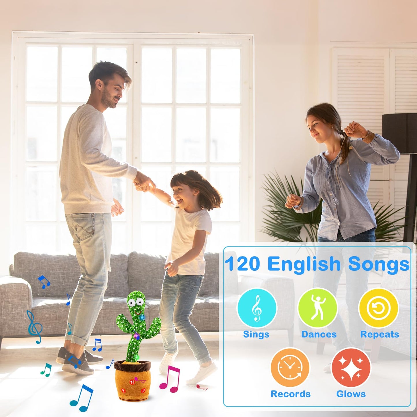 Ayeboovi Dancing Talking Cactus Baby Toy, Mimicking Recording Toy Repeats What You Say, Singing 120 Songs Toddler Toys Gifts for Valentine's Day Easter for Kids Autism Toys for 3 4 5 6+ Year Olds