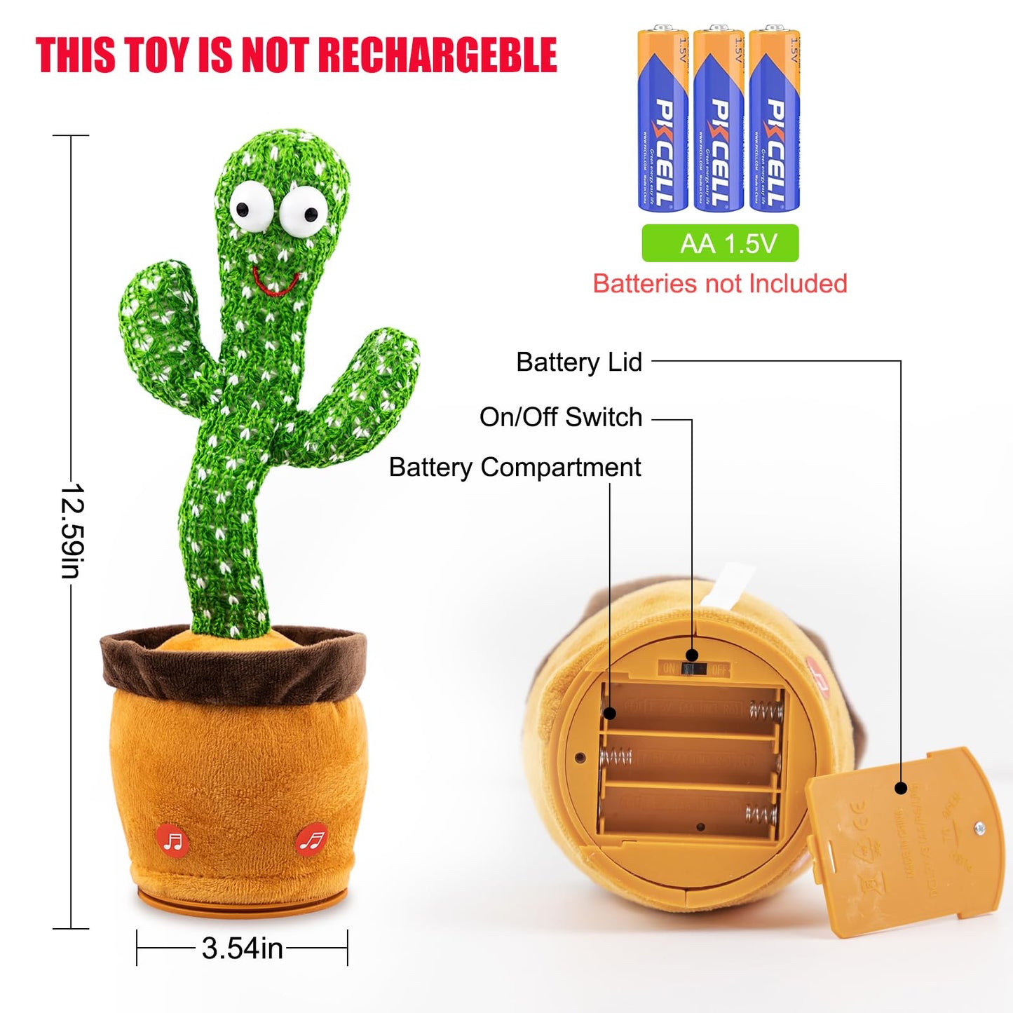 Ayeboovi Dancing Talking Cactus Baby Toy, Mimicking Recording Toy Repeats What You Say, Singing 120 Songs Toddler Toys Gifts for Valentine's Day Easter for Kids Autism Toys for 3 4 5 6+ Year Olds