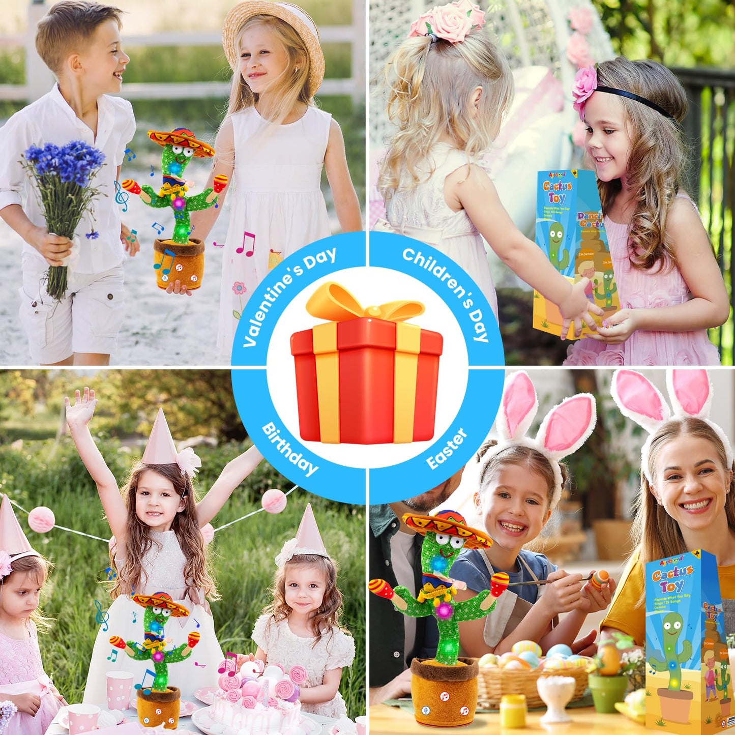 Ayeboovi Dancing Talking Cactus Baby Toy, Mimicking Recording Toy Repeats What You Say, Singing 120 Songs Toddler Toys Gifts for Valentine's Day Easter for Kids Autism Toys for 3 4 5 6+ Year Olds