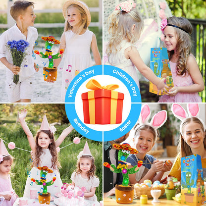 Ayeboovi Dancing Talking Cactus Baby Toy, Mimicking Recording Toy Repeats What You Say, Singing 120 Songs Toddler Toys Gifts for Valentine's Day Easter for Kids Autism Toys for 3 4 5 6+ Year Olds