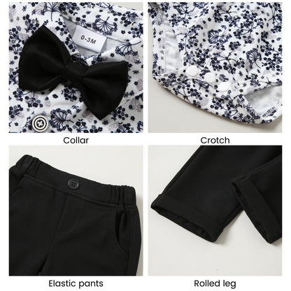 YALLET Baby Boy Clothes Suit 0-18 Months Infant Boy Gentleman Outfits, Dress Shirt+Bowtie+Vest+Pants Set Wedding Party Suits