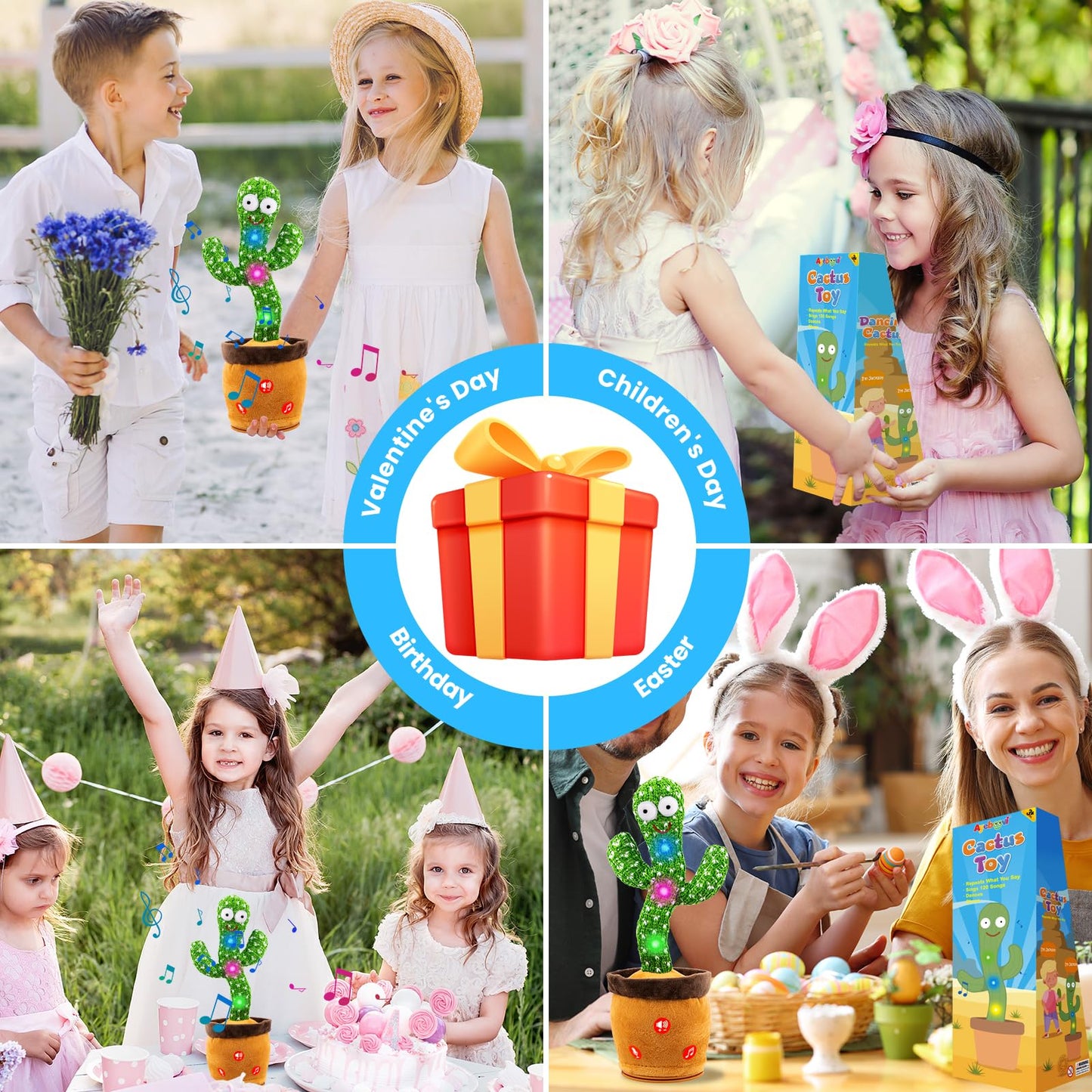 Ayeboovi Dancing Talking Cactus Baby Toy, Mimicking Recording Toy Repeats What You Say, Singing 120 Songs Toddler Toys Gifts for Valentine's Day Easter for Kids Autism Toys for 3 4 5 6+ Year Olds