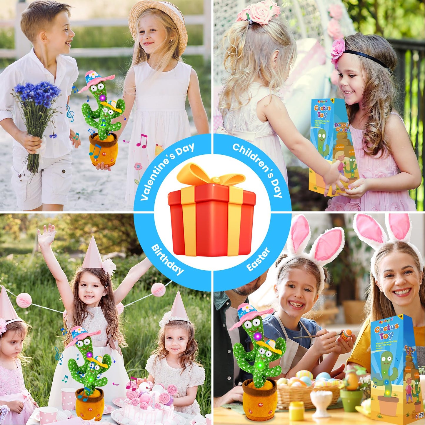 Ayeboovi Dancing Talking Cactus Baby Toy, Mimicking Recording Toy Repeats What You Say, Singing 120 Songs Toddler Toys Gifts for Valentine's Day Easter for Kids Autism Toys for 3 4 5 6+ Year Olds