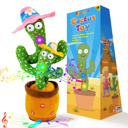 Ayeboovi Dancing Talking Cactus Baby Toy, Mimicking Recording Toy Repeats What You Say, Singing 120 Songs Toddler Toys Gifts for Valentine's Day Easter for Kids Autism Toys for 3 4 5 6+ Year Olds