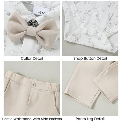 YALLET Baby Boy Clothes Suit 0-18 Months Infant Boy Gentleman Outfits, Dress Shirt+Bowtie+Vest+Pants Set Wedding Party Suits