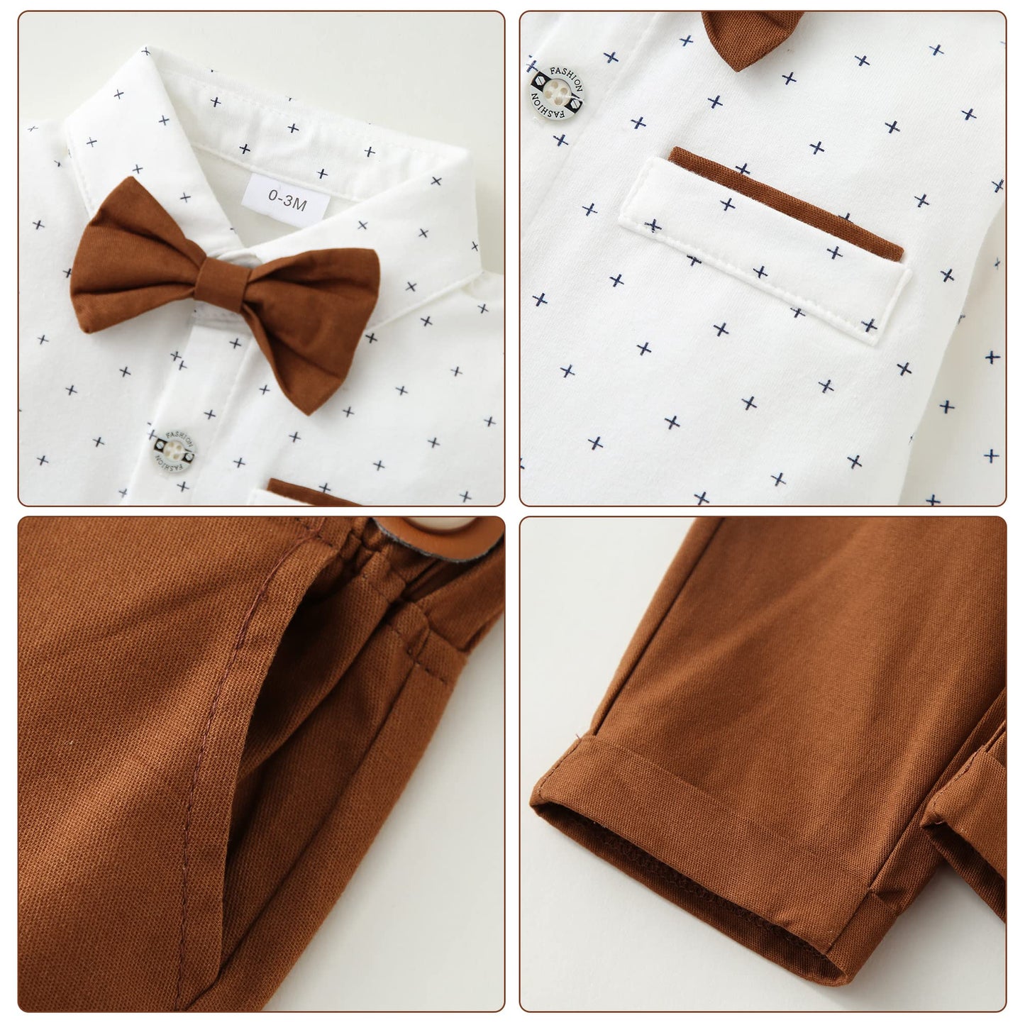 ZOEREA Baby Boy Clothes Infant Tuxedo Long Sleeve Gentleman Outfits + Suspender Pants + Bowtie + Beret Hat Baby Boy Suit Set