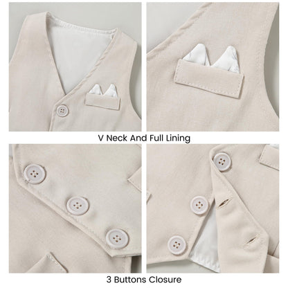YALLET Baby Boy Clothes Suit 0-18 Months Infant Boy Gentleman Outfits, Dress Shirt+Bowtie+Vest+Pants Set Wedding Party Suits